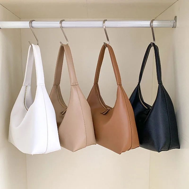 Women Tote Bag Fashion Underarm Pouch Large Capacity PU Leather Shoulder Bags Retro Casual Portable Bucket Bags For School Work