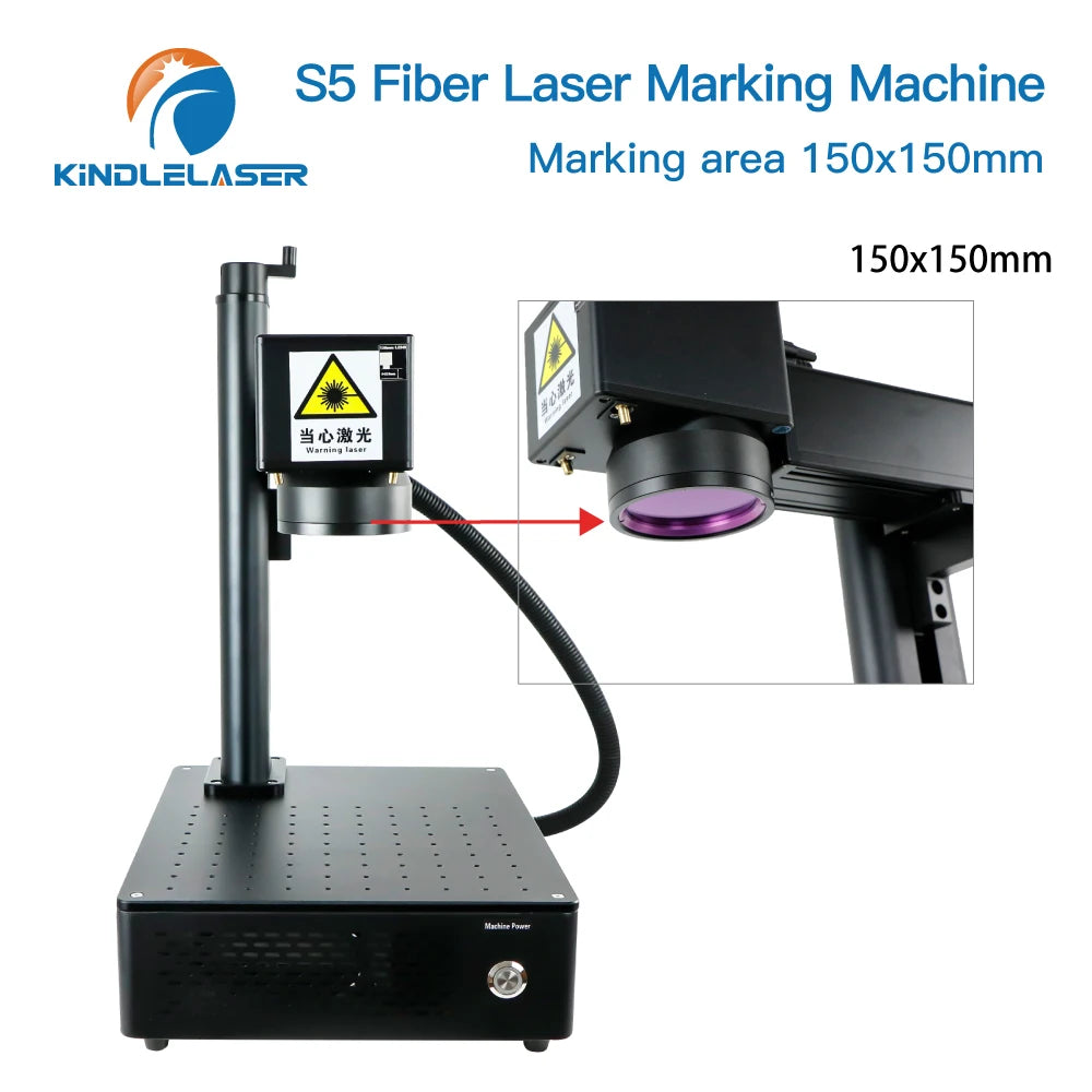 Kindlelaser S5 Industrial Fiber Laser Marking Machine 20/30/50W Portable Engraver for Metal Jewelry Leather High Precision