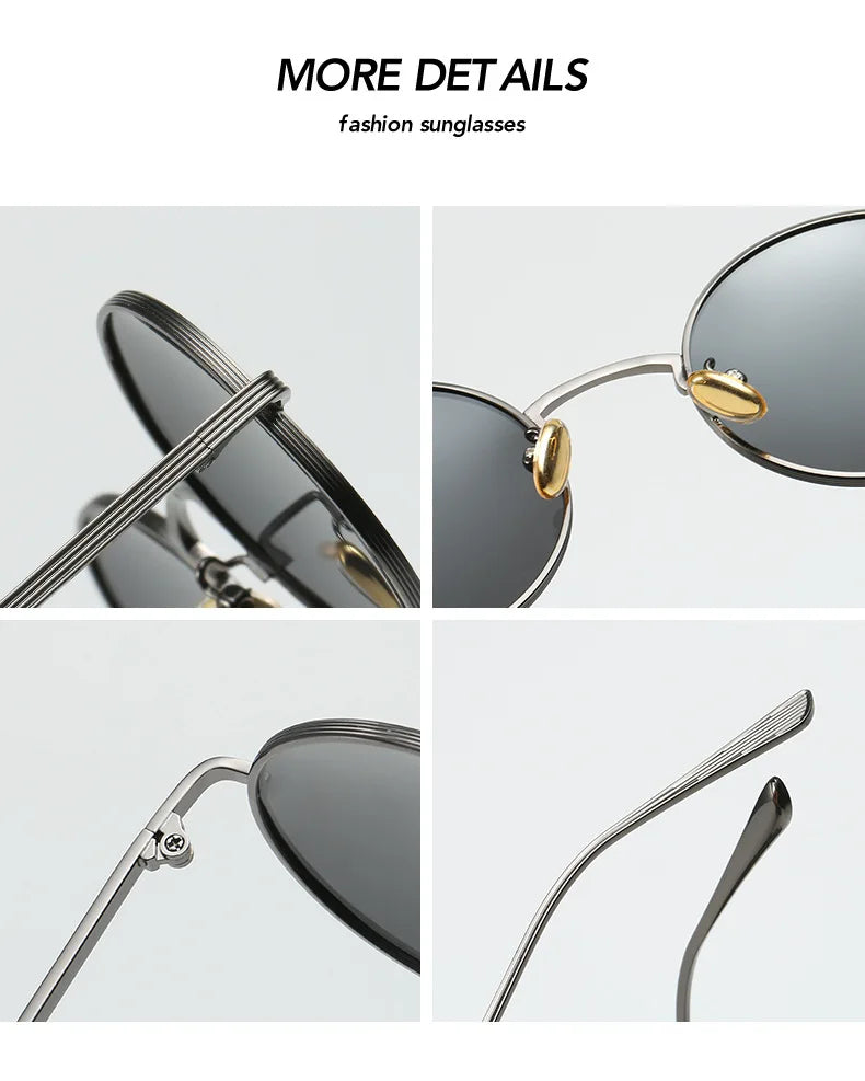 Men Polarized Sunglasses Retro Punk Style Metal Small Round Frame Sunblock Sun Glasses Drive Sports Outdoor Travel Eyewear T251