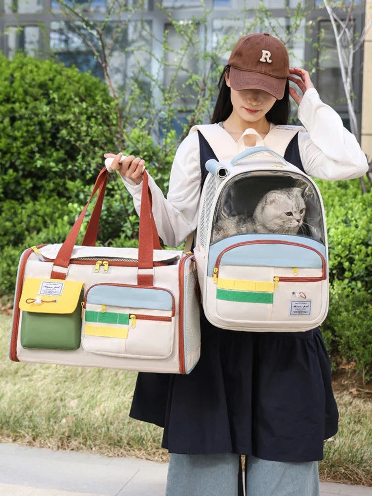 Portable Outdoor Pet Cats Dogs Backpack Carying Bag Comfortable Breathable Large Capacity Shoulder Handbag for Pet Products