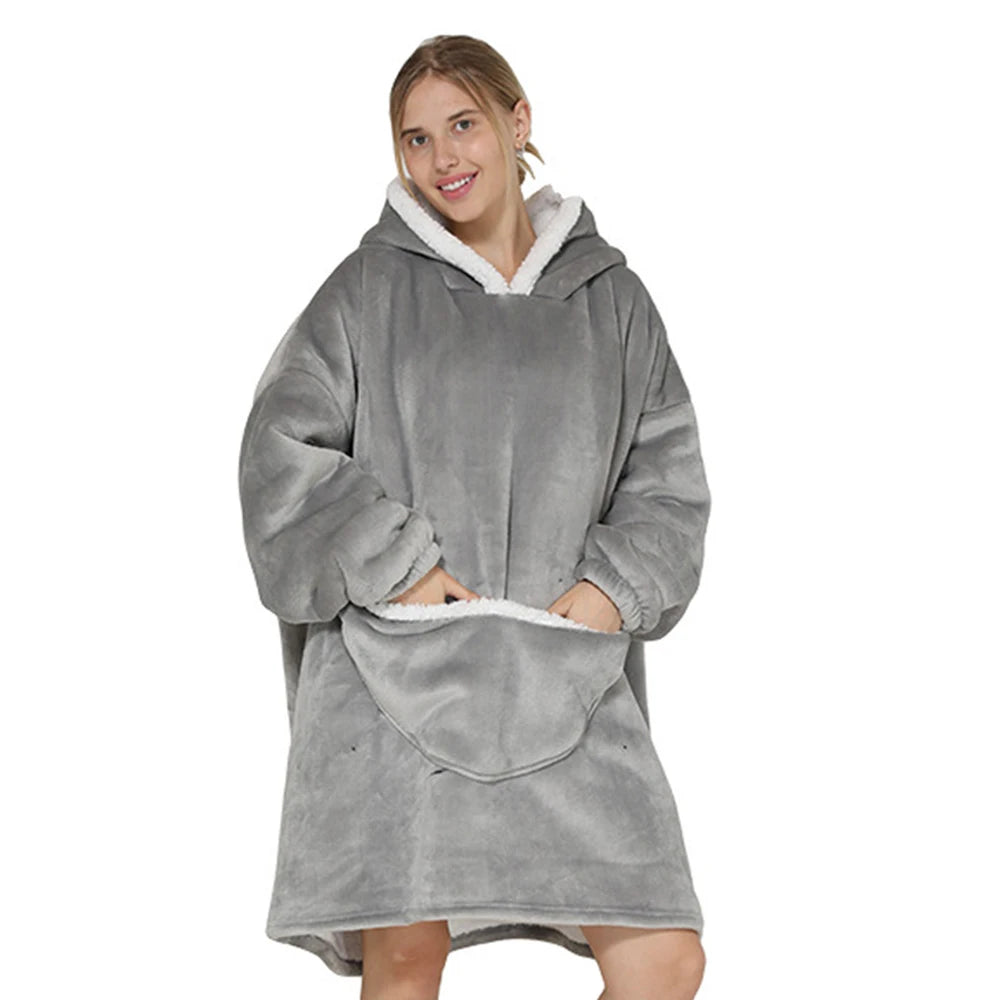 Oversized Blanket Hoodie with Big Pockets for Women Christmas Sweaters Hooded Cute Wearable Fleece TV Blanket for Couple Hoodies