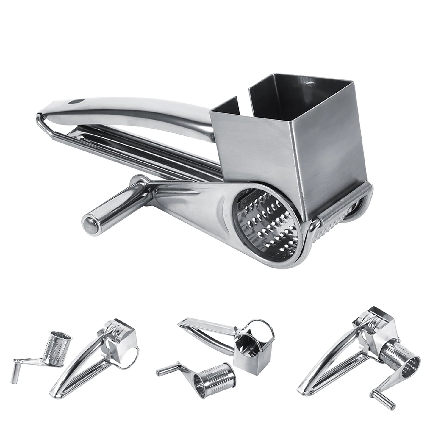 Grater Multifunctional Kitchen Craft Rotary Stainless Steel Cheese Grater 1 Drums  Shred Tool Stainless Steel Cheese Grater