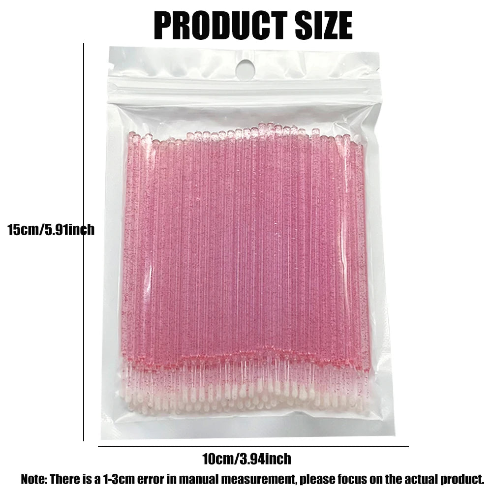 100pcs Eyelash Cleaning Brushes Micro Cotton Swab Individual Removing Makeup Brush Eyelashes Microbrush For Beauty Clean Tools