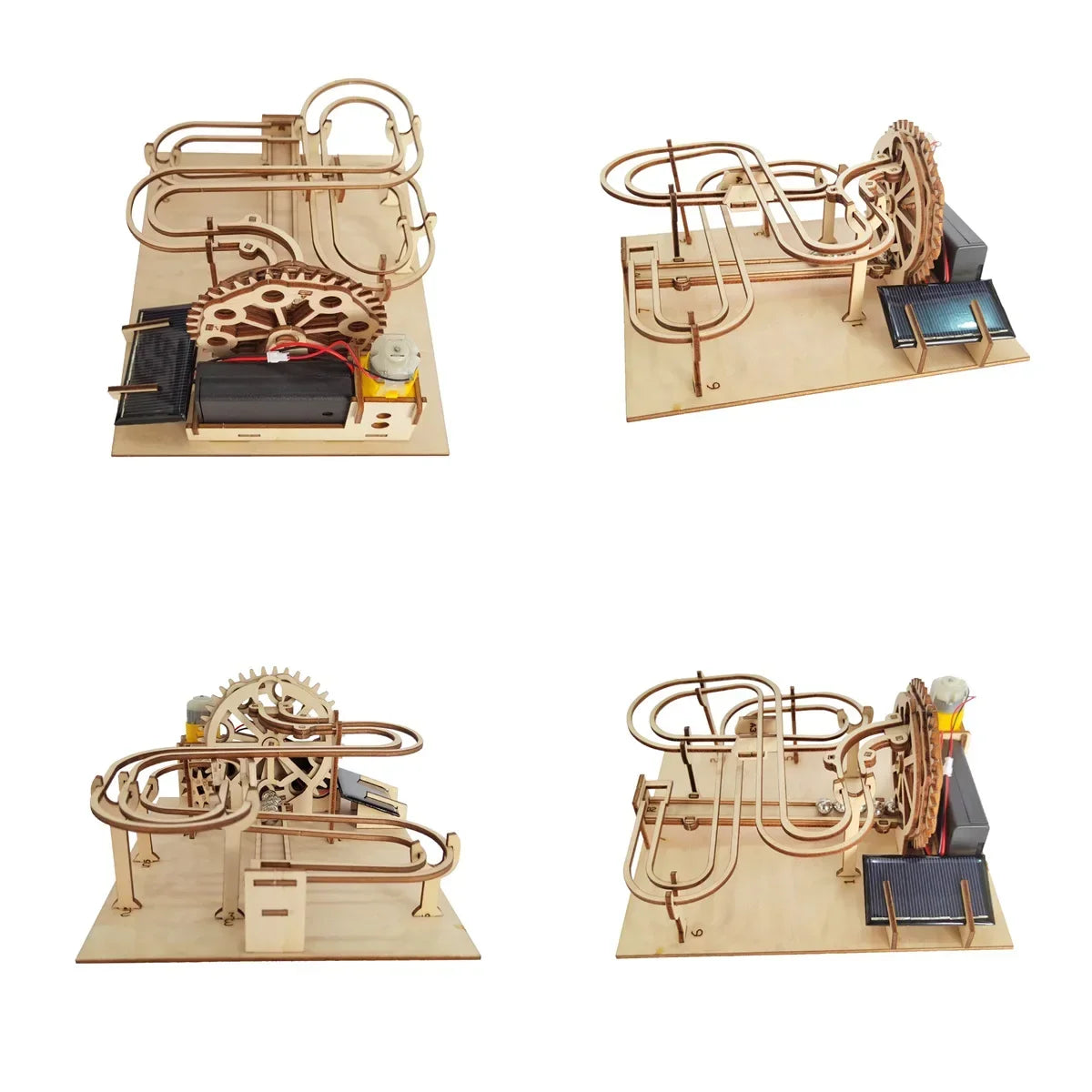 DIY 3D Wooden Marble Run Kit Build Mechanical Gears Steam Powered Science Experiment Educational Toy for Children and Teens