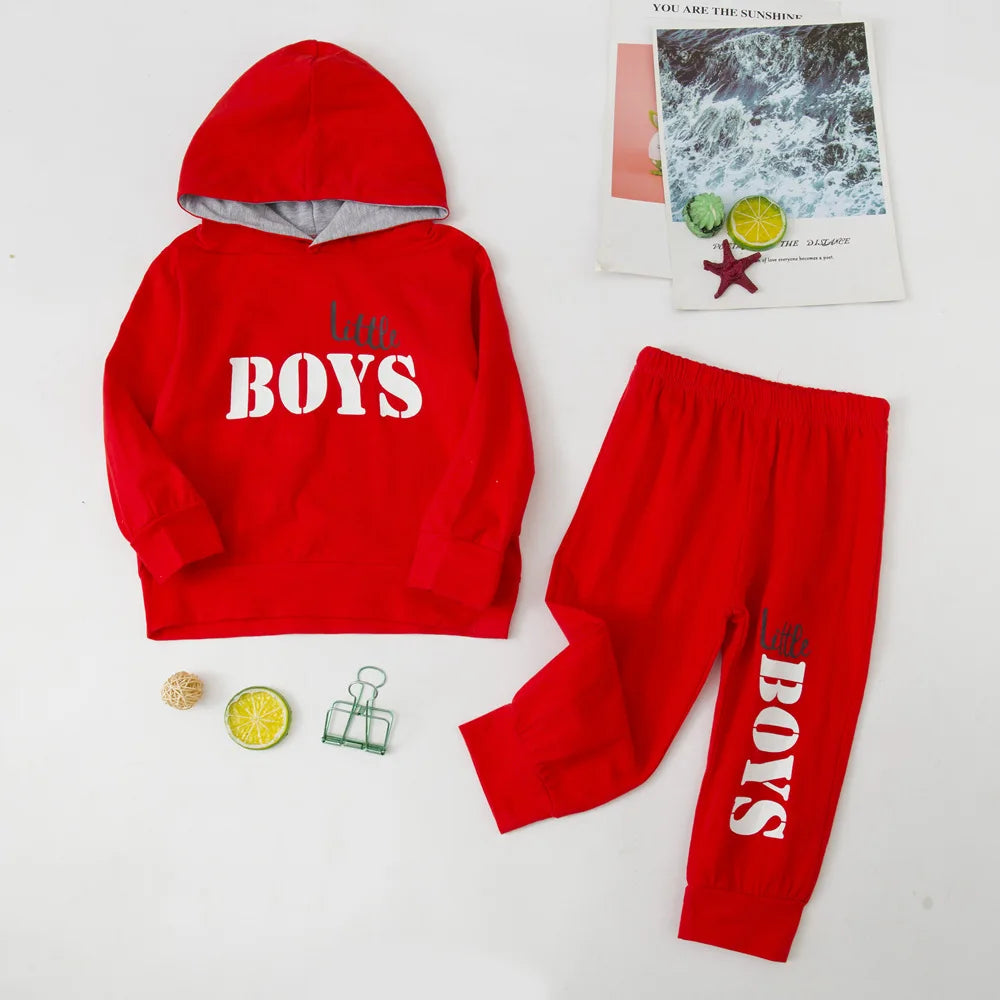 Newborn Baby Boys Clothes Letter Printing Long Sleeves Hooded+Pants Sportswear Spring Casual Children Sport Tracksuits 0-2 Yrs