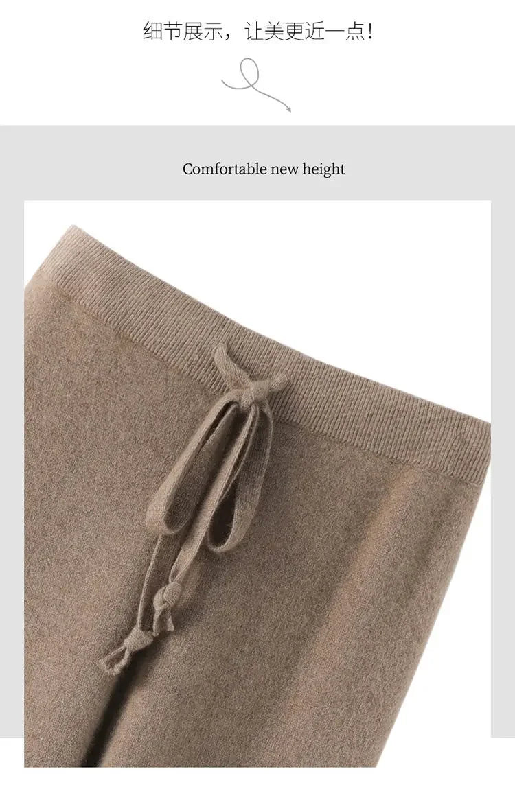 Soft Knitted Pants Women's Autumn/Winter Outerwear Hanging Knitted Wide Leg Pant White Floor Pants Straight Leg Pants