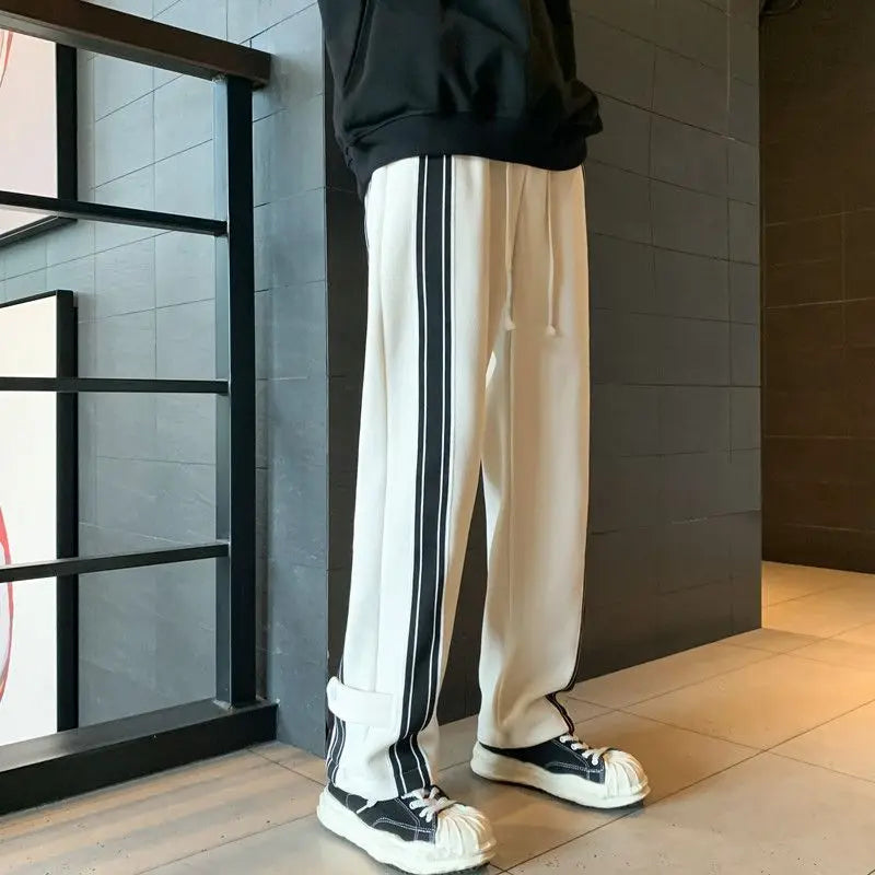 Autumn Winter Elegant Casual Pants for Men American Street Style Fashion Loose Fit Straight Leg Men Clothing