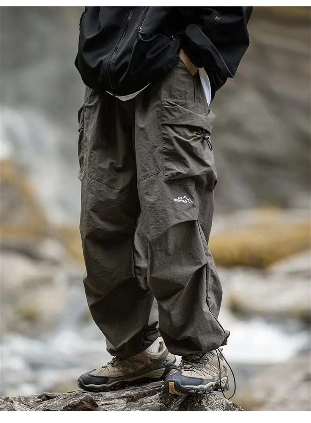 Men's Spring Autumn Japanese Style New Waterproof Hip Hop Mountaineering Pants Casual Harajuku Work Cargo Outwear Trend Pants