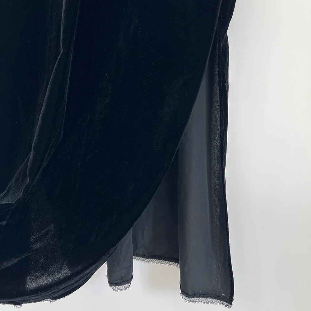 Rowan 22T485 Solid Velvet Graphic Print Women Dress Summer V-Neck Sleeveless Lace Lady Long Skirt Casual Classic Dress 2026