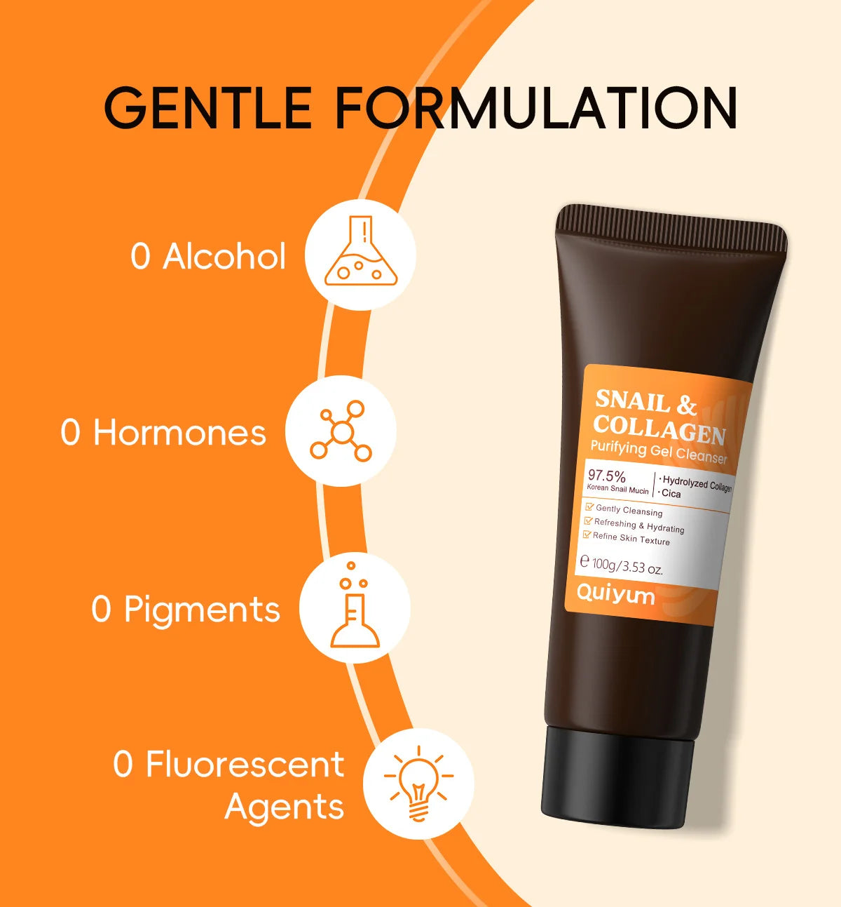 Quiyum 3 Step Set 97.5% Snail Mucin Collagen Hydrating Glowing Skin Korean Skincare