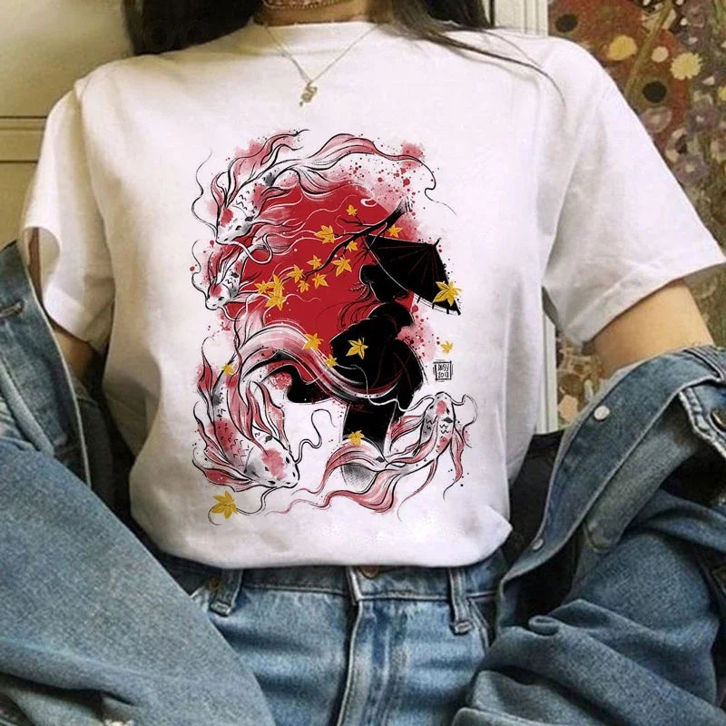 Japanese Anime T Shirts Women T-shirts Harajuku Ullzang T-shirt Cartoon Aesthetic Vintage Shirts for girls 90s Top Tees