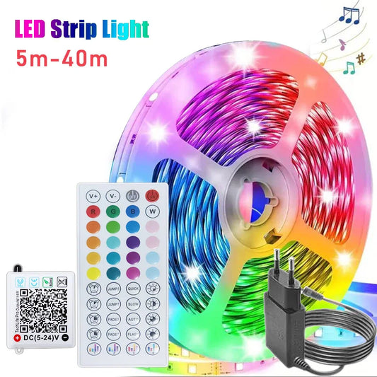 Led Lights for Room Music Sync RGB Led Strip Lights 10m 20m 30m Flexible Ribbon for Room Bedroom Decor TV Backlights