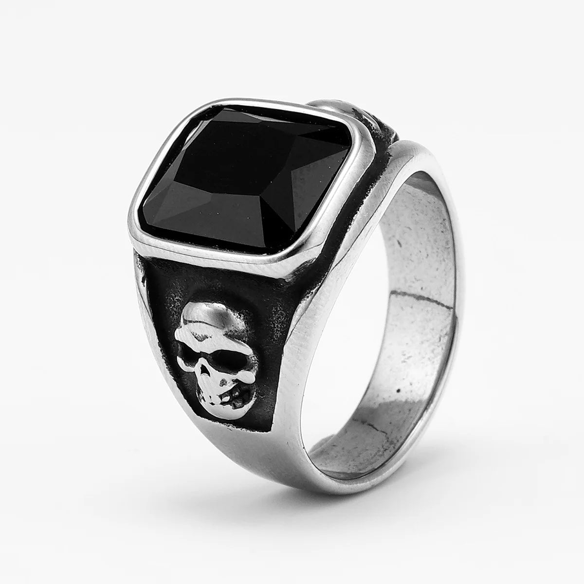 Gem Stone Skull Men Rings Stainless Steel Women Jewelry Vintage Gothic Punk Rock Cool Stuff Fashion Accessories Gift Wholesale
