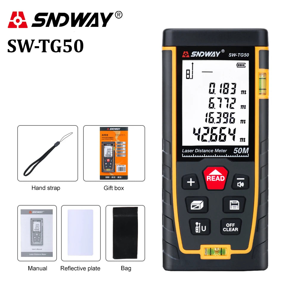 SNDWAY laser distance meter 40M 60M 80M 100M rangefinder trena laser tape range finder build measure device ruler test tool
