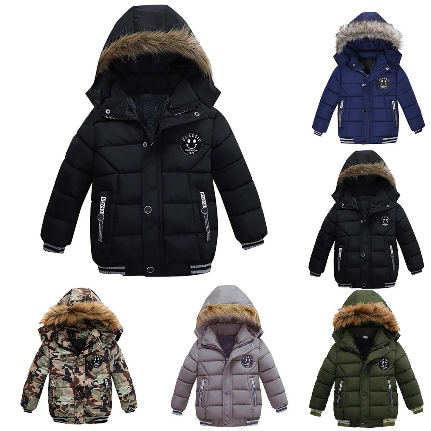 Autumn Winter Boys Jackets Keep Warm Cotton Thicken Kids Jackets Zipper Boys Hooded Outerwear Children's Clothing