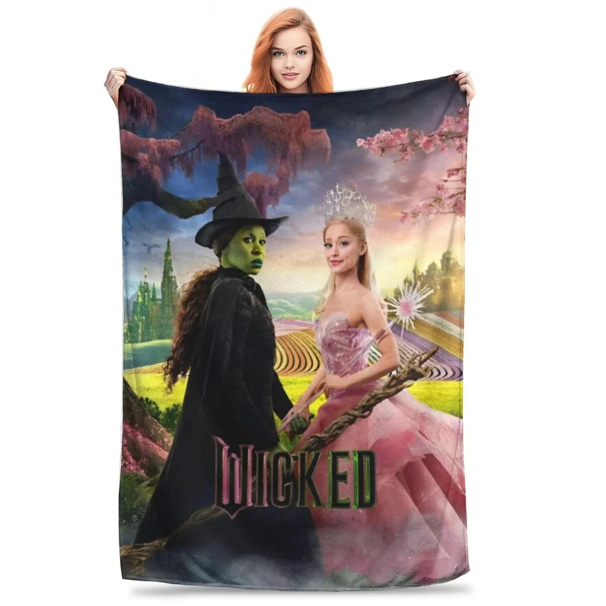 Wicked Musical Movie 2024 Blanket Soft Throw Blanket for Home Bedroom Bed Sofa Travel Office Solid Cover Blanket Kids 3D Quilt