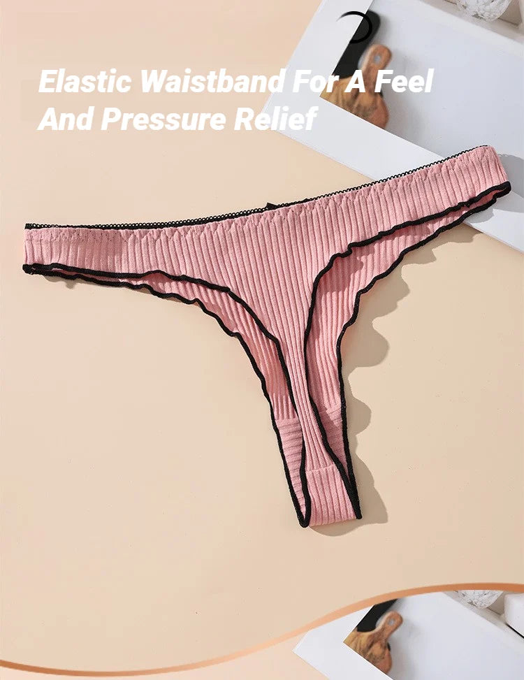 3Pcs Women's Thong Low-rise Panties Solid Color Lingerie Sexy Thongs Fashion Casual Underwear Comfort Fit Women's Tangas