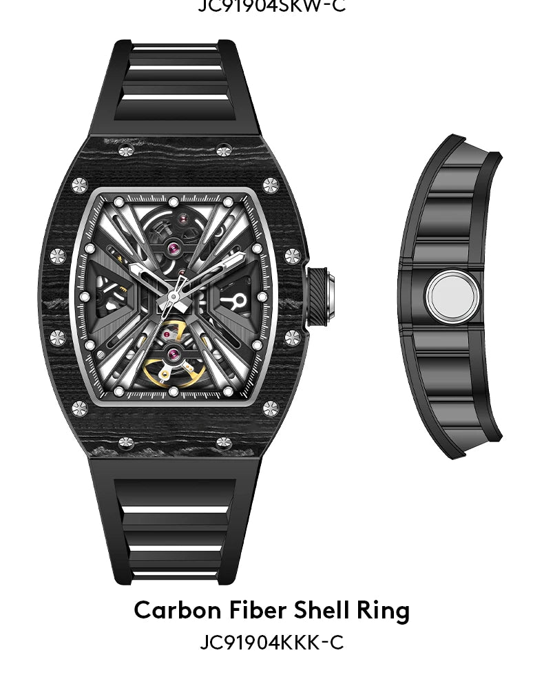 Watch for Men Skeleton Mechanical Sports Watches Men's Luminous Waterproof Automatic Wristwatch Steel Case Relogio Masculino