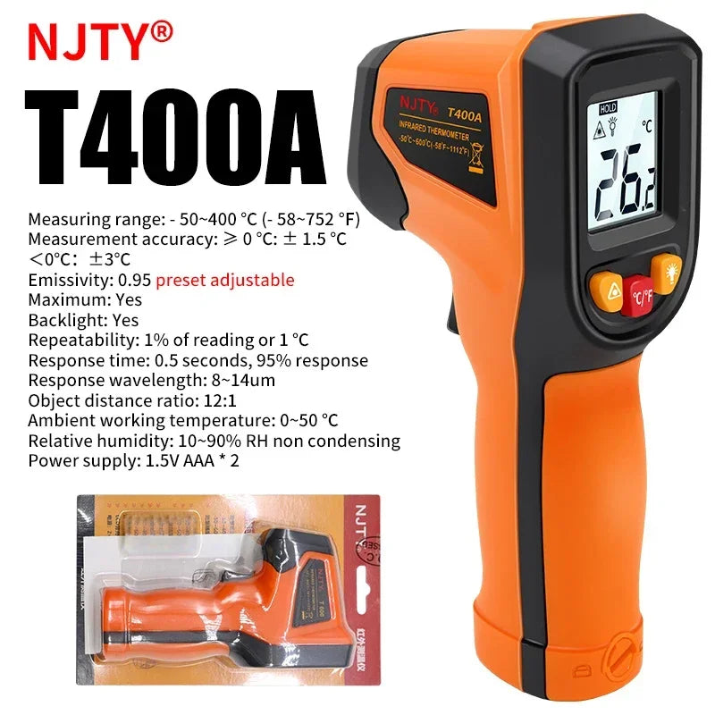 T400 T600 Digital Infrared Thermometer Laser Pyrometer Gun Non-Contact Temperature Measurement Tool -50 to 600℃