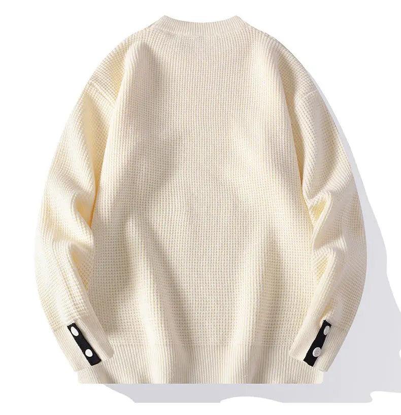 Fashion Blended Sweater 2025 Autumn/Winter Warm Wool Knitted Hoodies Cuff Button Design Casual Tops