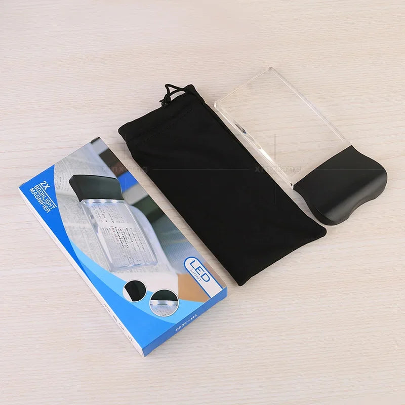 Rectangular Magnifying Glass with Light Magnifier 2X Magnifying Reading for Low for VISION Books Seniors Pages Drop Shipping