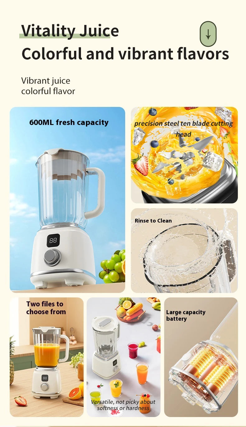 Portable Juicer Blender 600ml Electric Fruit Juicer USB Charging Lemon Orange Fruit Juicing Cup Smoothie Blender Machine