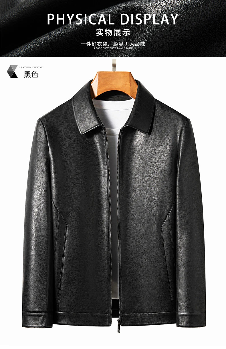 YN-335 Men's Lapel Jacket Natural Leather  Jacket Spring and Autumn Sheepskin Jacket Men