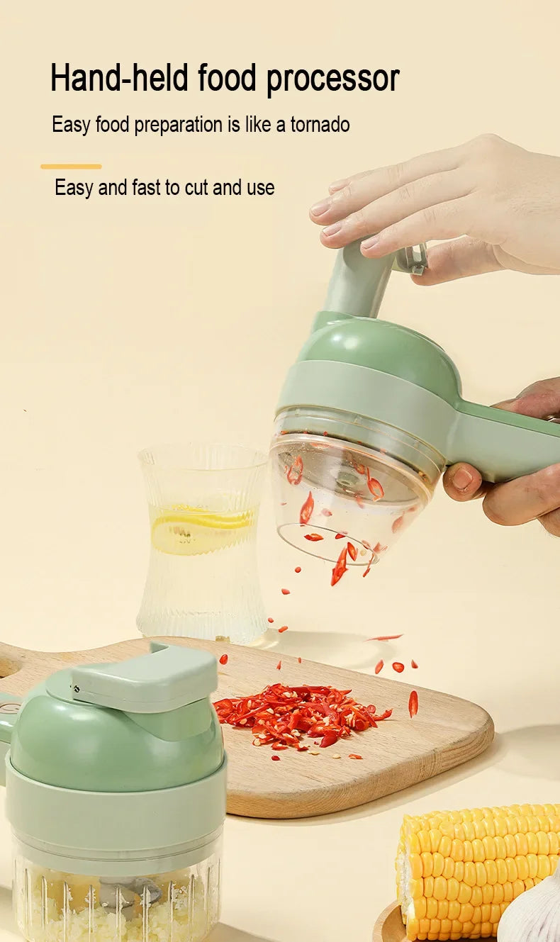 4-in-1 Handheld Fully Automatic Electric Vegetable Slicer, Peeler, Portable Multi-functional Kitchen Tool Blender, Wall Breaker