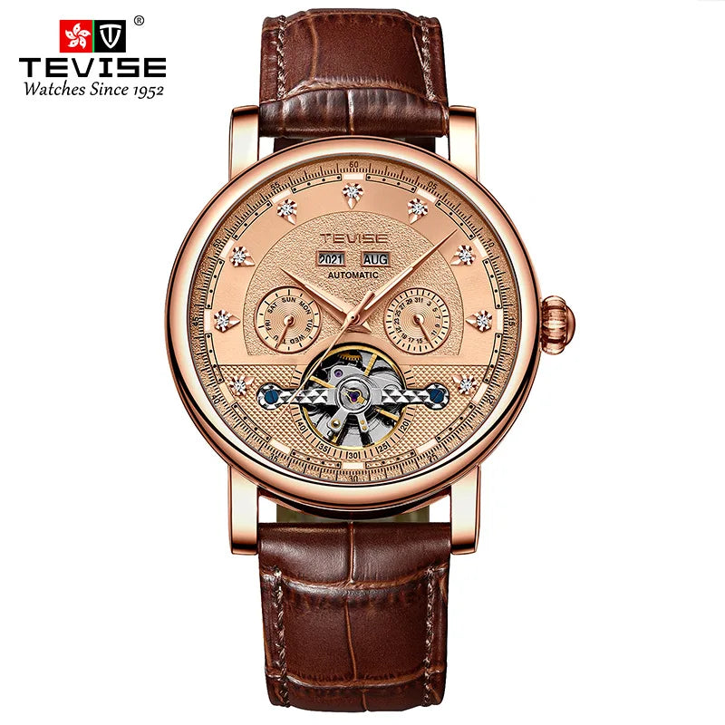 TEVISE Watch for Men Automatic Mechanical Movement with Calendar Luminous Fashion Casual Business Wristwatch