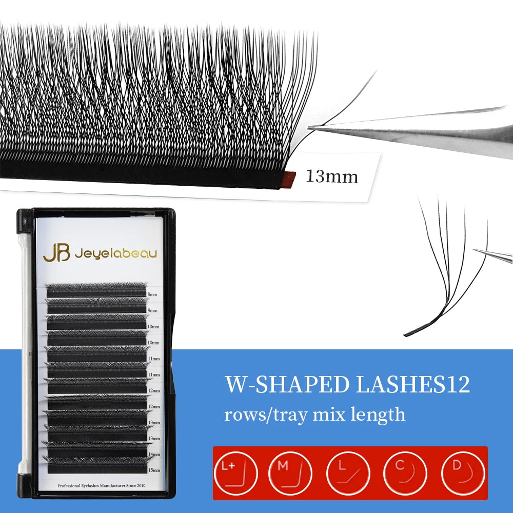 JB Jeyelabeau LU M Curl Eyelash Extensions W Shaped Eyelashes Cilios 3D 4D 5D High Quality Technologic Fiber Lashes Extension