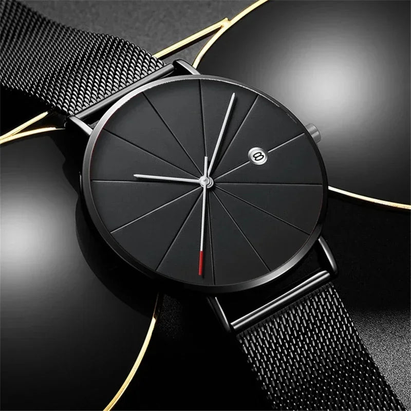 Ultra-Thin Men's Quartz Watch | Stainless Steel Mesh Minimalist Business Watch