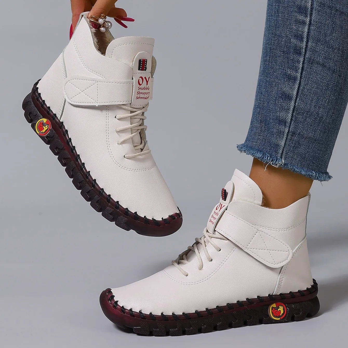 Women Boots Fashion Handmade Cotton Shoes Women Luxury Casual Thickened Warm Mom Shoes Solid Soft Comfortable Flat Ankle Boots