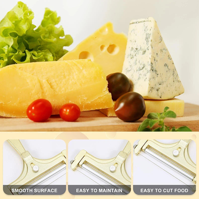 Cheese Slicer & Cheese Cutter - Adjustable Stainless Steel Wire Cheese Cutter With 4 Extra Wires