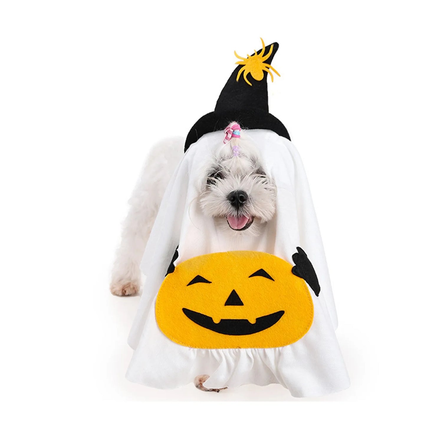 Halloween Pet Ghost Pumpkin Costume Adorable Pumpkin Pet Costume for Dogs and Cats Fun Trick-or-Treat Pet Costumes Easy To Wear