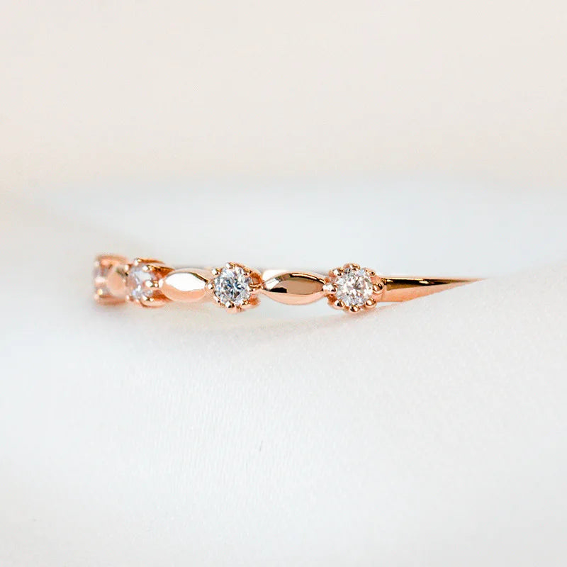 Eternity Ring Sterling Silver With Rose Gold Plate Women'S Diamond Wedding Band Girls Dating Luxury Quality Jewelry Accessories