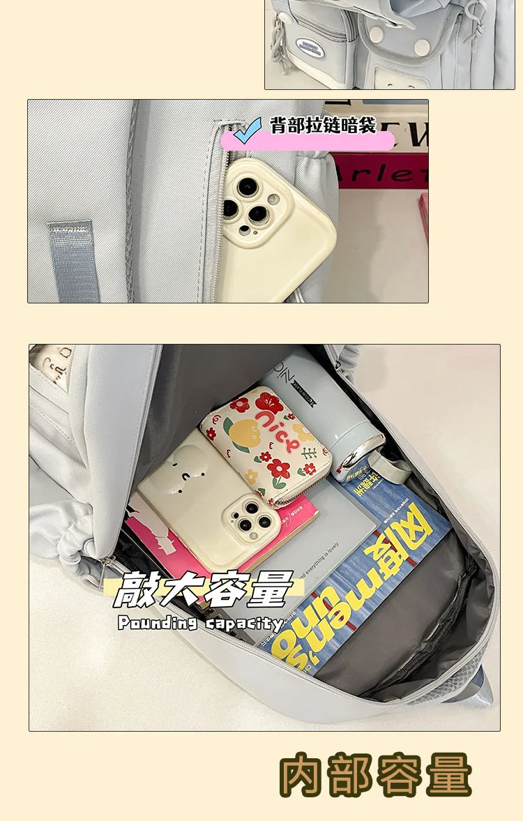 2025 cute student Backpack schoolbag For High School And Primary School Student Campus Versatile Backpack with doll