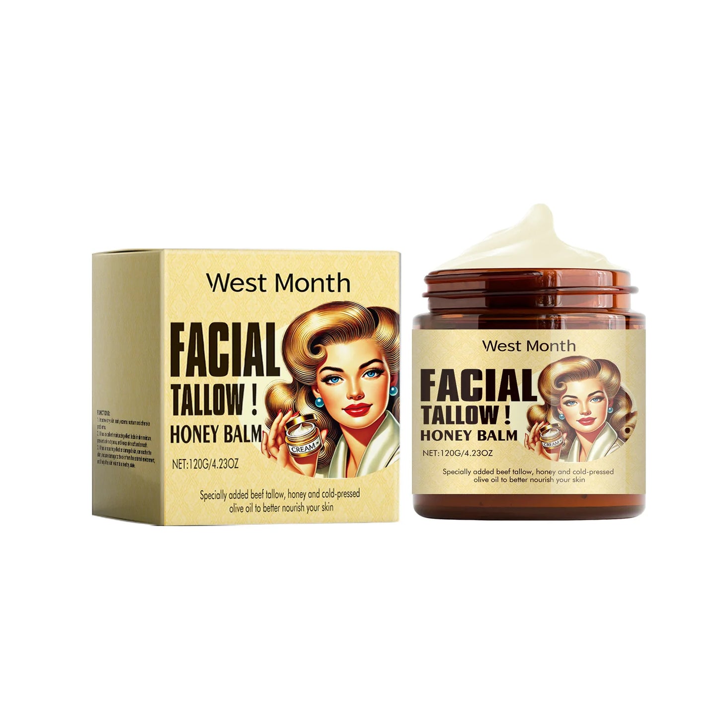Tallow And Honey Moisturizing Cream For Dry Skin Deep Hydration Nourishing Cream For Soft Smooth Skin Care
