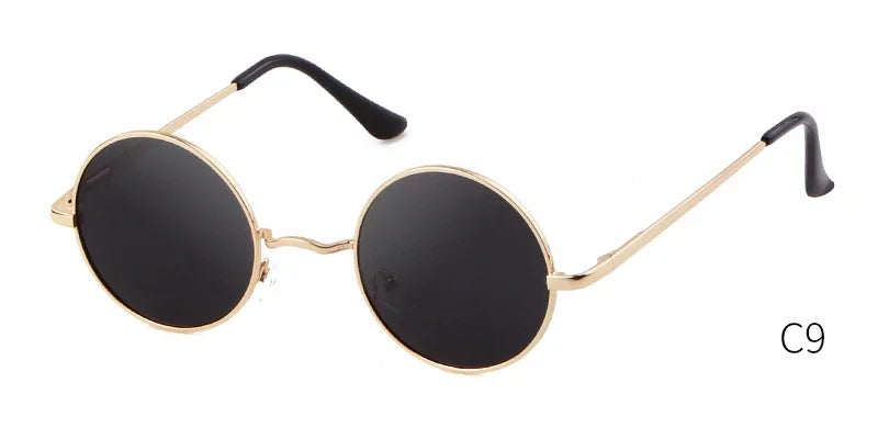 Trendy Round Polarized Sunglasses High Quality Brand Design Vintage Party Men Circle Small Frame Women Yellow Shades Sun Glasses