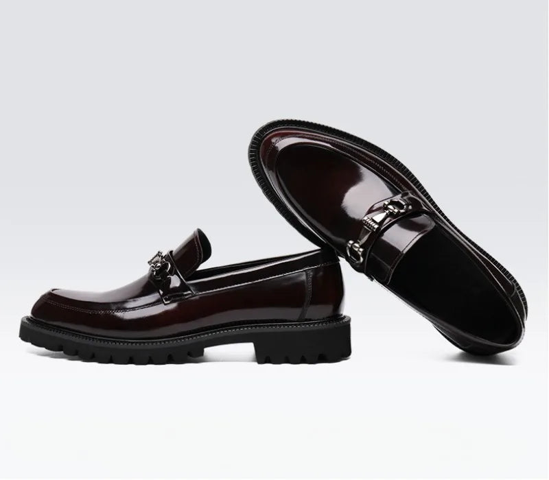 Men's Dress Leather Shoes Horse Street Buckle High Quality Men's Oxford Shoes Wedding Party Office Formal Shoe Large Size 38-48