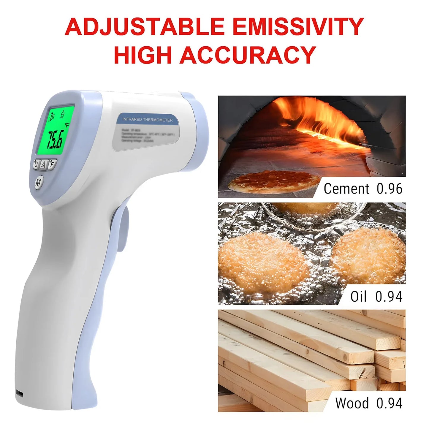Non-contact Infrared Thermometer High Temperature Meter Probe Laser Pyrometer Suitable temperature of industrial objects