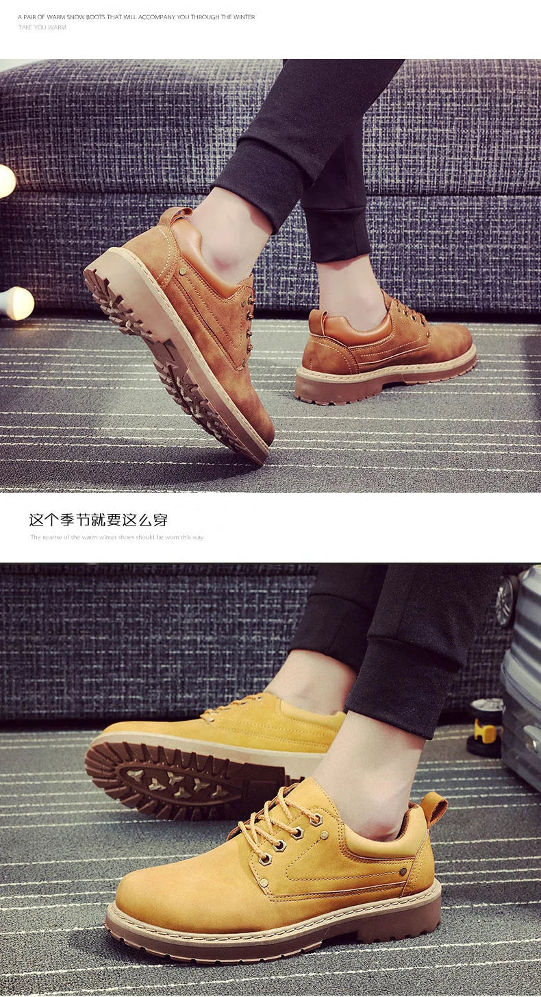 Fashion Men's Leather Shoes England Style Formal Shoes for Man Non Slip Ankle Boots Outdoor Waterproof Casual Tim Work Land Shoe
