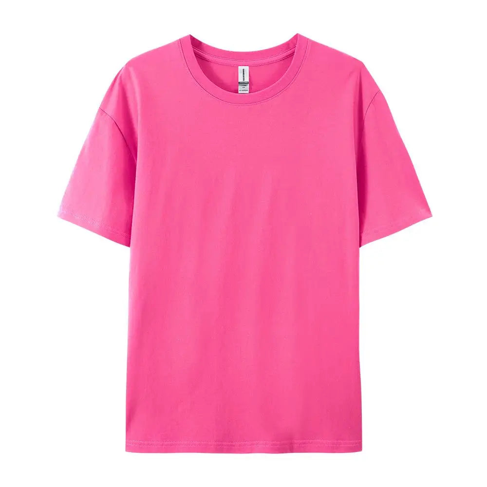 Loose Cotton Solid Tshirts Men Woman Short Sleeve Fashion Brand Trend Couple Clothing Tees Customized Candy Color Summer Tops