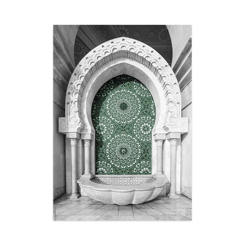 Islamic Calligraphy Art Print  Sabr Bismillah with Leaves Design Canvas Wall Painting for Living Room Bedroom Office Home Decor