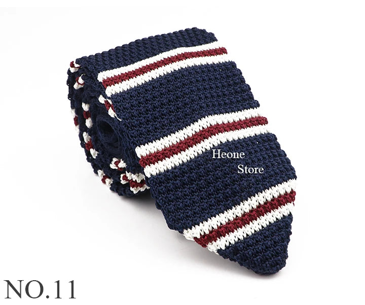 New Mens Knitted Ties Classic Striped Skinny Necktie For Business Wedding Party British Style Necktie Winter Neck Wear Accessory