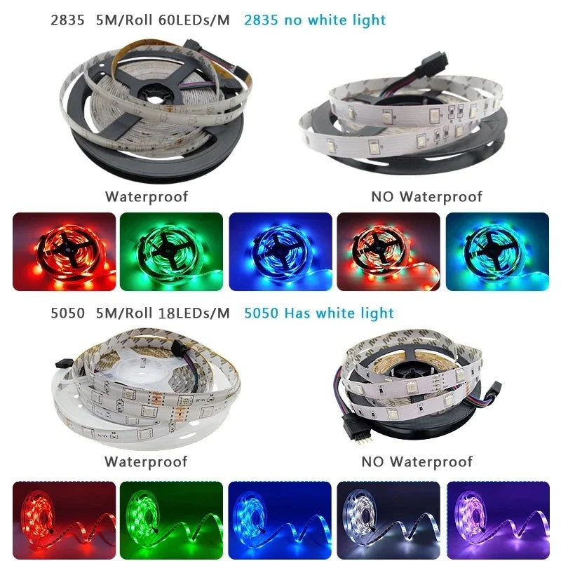 Led Strip 5 15 Meter 20M Led Strip Light Waterproof Rgb 12V 5050 2835 Ir Wifi Bluetooth Self-Adhesive Led Band Led Room Light