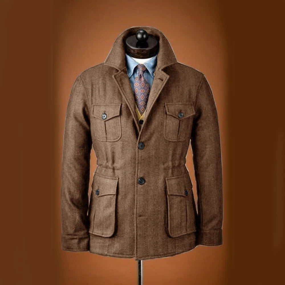 Men's Tweed Jacket Tuxedo Woolen Suit High Quality Costumes Wool Single Breasted Casual Slim Fit Male Blazers Autumn Winter