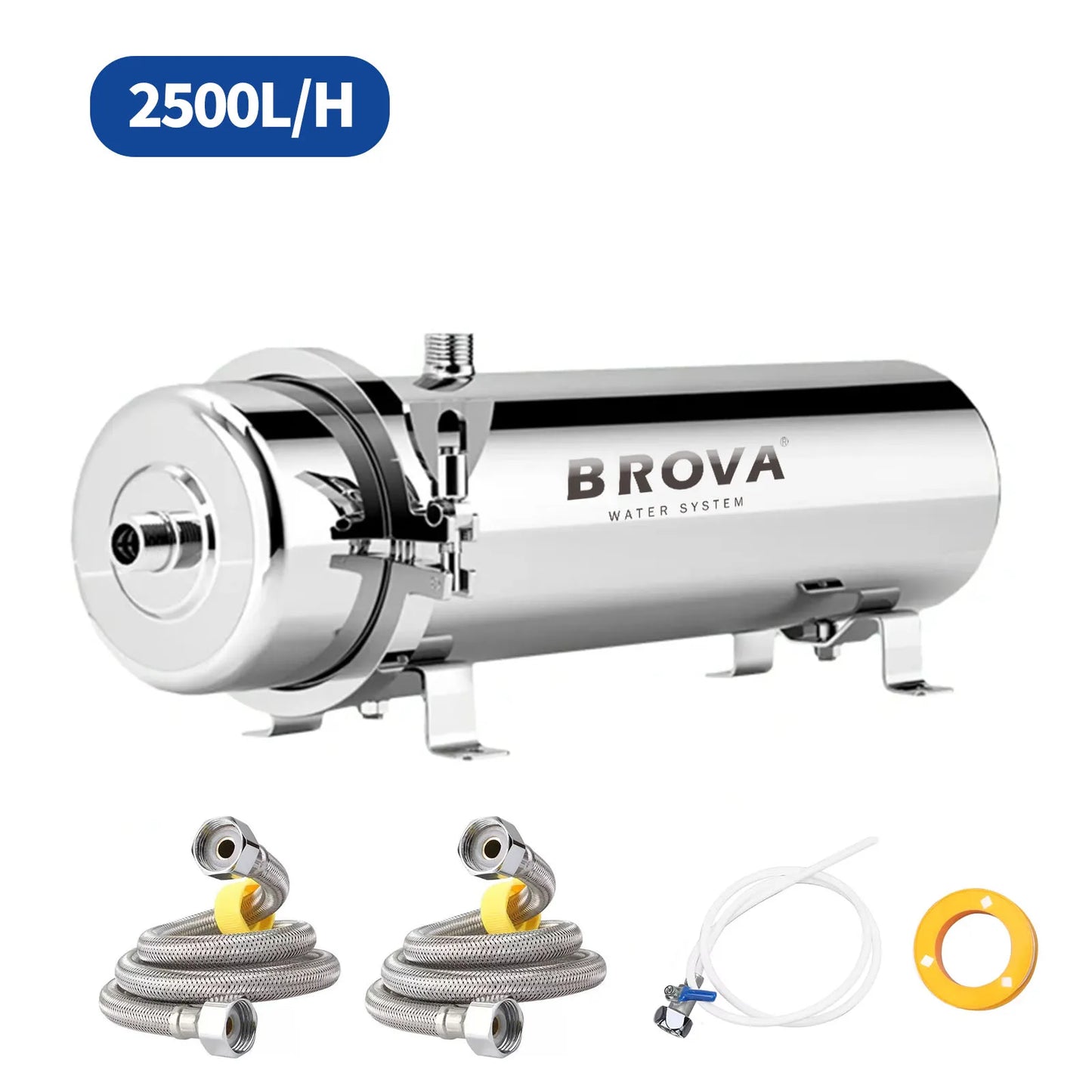 BROVA Whole House Water Filter System High Flow 0.01μm PVDF Membrane SUS304 Reusable  UF Purifier 2500L/H  Commercial/Home