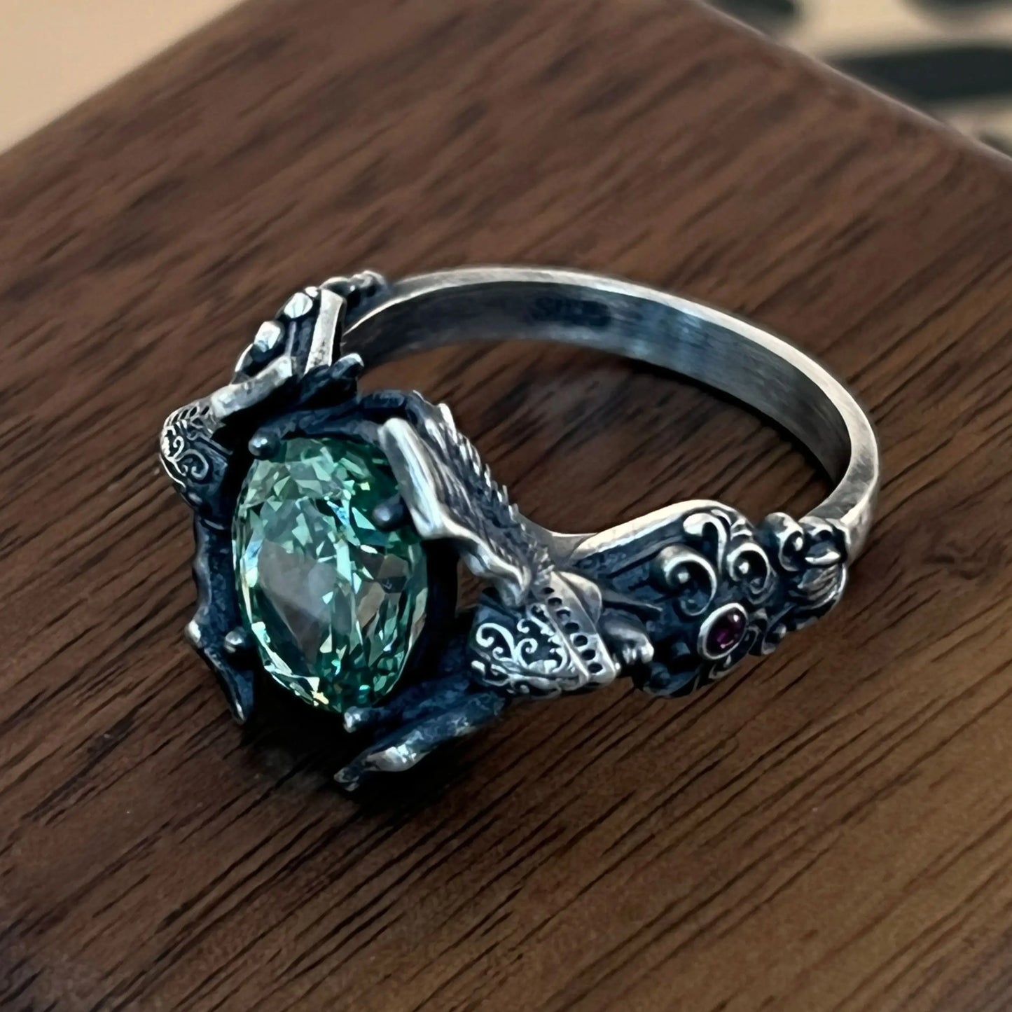 Sterling silver 925 original design hand-made Gothic dark soldiers set with diamonds ring