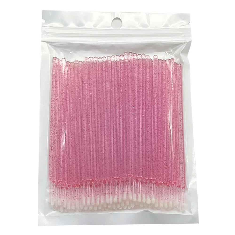 100pcs Eyelash Cleaning Brushes Micro Cotton Swab Individual Removing Makeup Brush Eyelashes Microbrush For Beauty Clean Tools