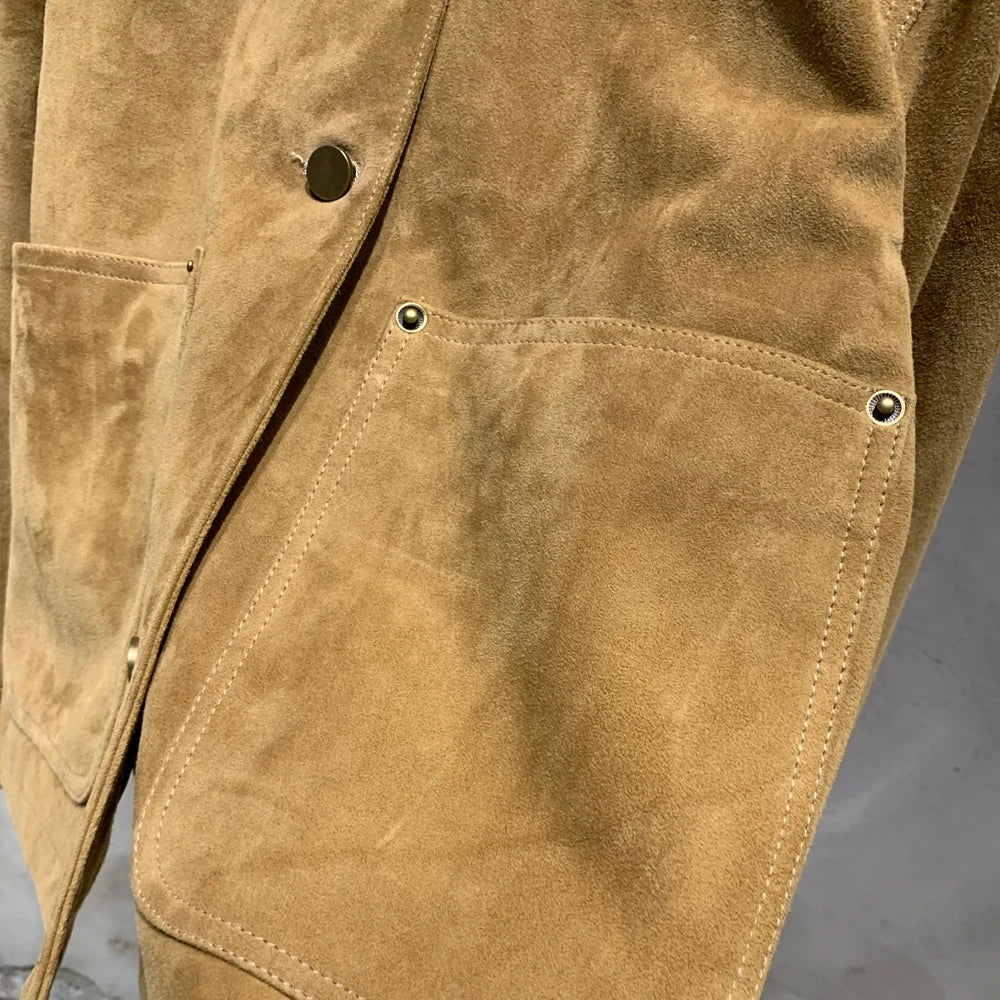 Suede Leather Blouson Women Winter Genuine Sheep Leather Coat Luxury Autumn Suede Blouse Lin24